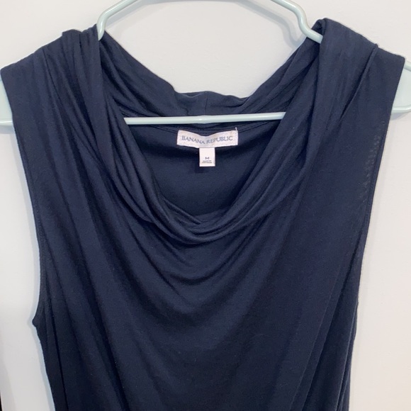 Banana Republic navy & white blouse & soft drawstring waist dress. - Picture 6 of 8